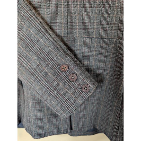 Vici Gray Plaid Mid Length Blazer Jacket One Button Two Pocket Women's S Office - Picture 7 of 8